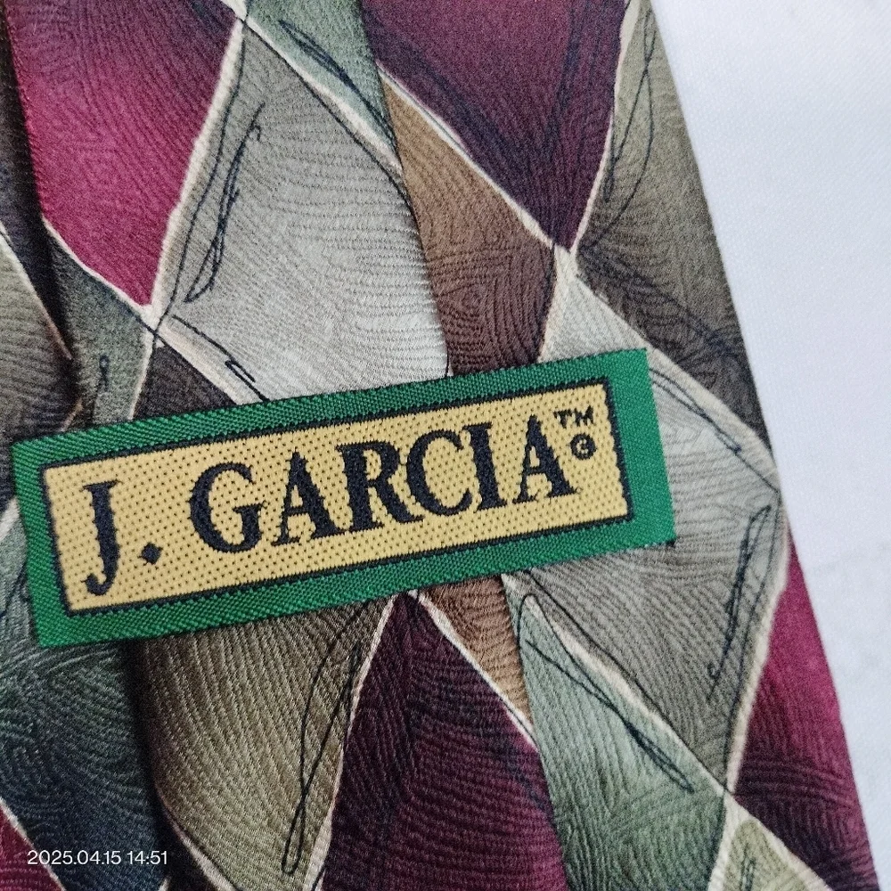 J. Garcia Silk Necktie Multicolor Diamond Pattern Tie Lady with Argle Socks 1996